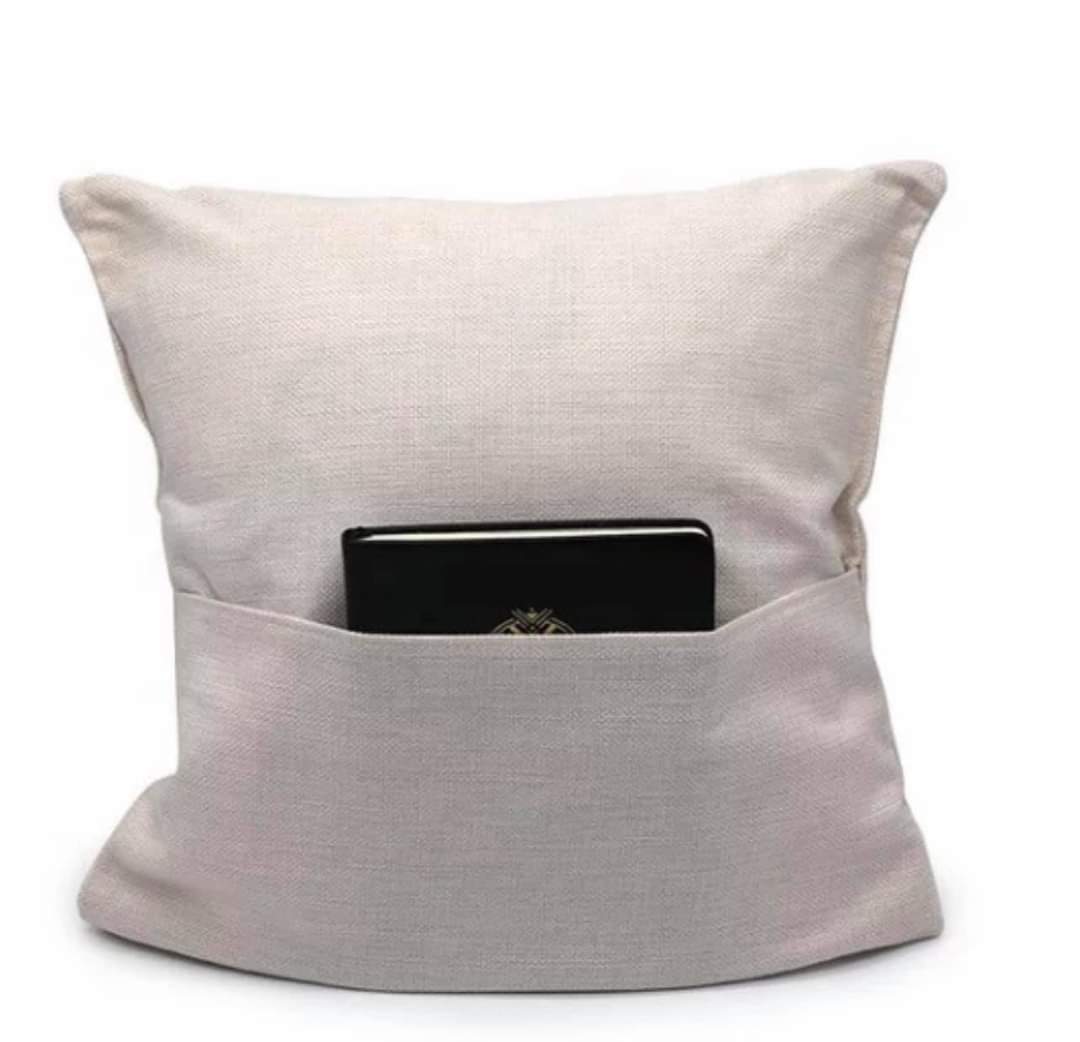 Blank linen Pillow case with pocket